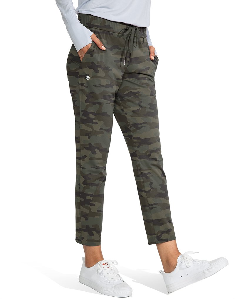 G Gradual Women's Pants with Deep Pockets 7/8 Stretch Sweatpants for Women Athletic, Golf, Lounge, Work (Green Camo, X-Large)