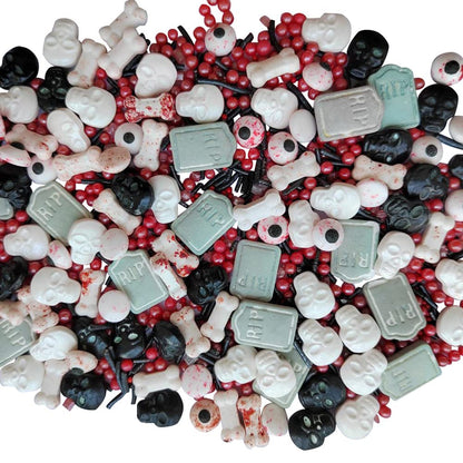 1 Bottle Candy Eyeballs Bloody Red Eyes Dog Bones Cake Cupcake Toppers Cookie Decorations Edible Dessert Sprinkles Mix for Halloween Cake Cupcakes Decoration