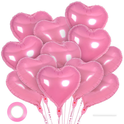 12 Pcs Red Heart Balloons,18 Inch Heart Foil Balloons Love Balloon Valentine Balloon for Birthday Party Wedding Engagement Party Baby Shower Valentine Day Decorations (red)