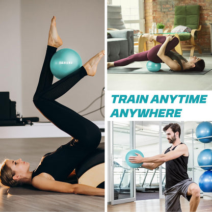 jjshund 25cm Pilates Ball, 9,8 Inch Small Exercise Mini Yoga Gym Ball for Home Gym Pilates, Yoga, Balance, Core Training, Stability, Stretching with Inflation Straw