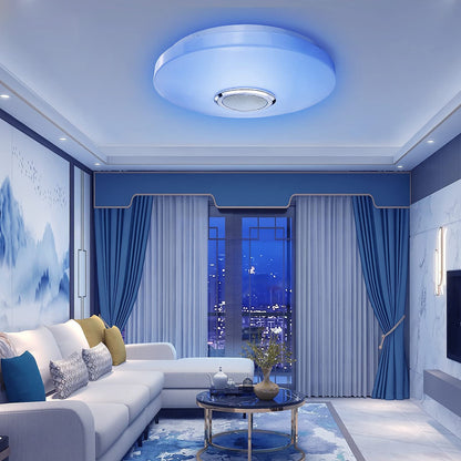RGB LED Ceiling Light with Bluetooth Speaker 36W, High Sound Quality ,Cool/Warm White Colour Changing lamp with Remote Control and App,Waterproof Lamp for Bedroom Bathroom Ø30cm