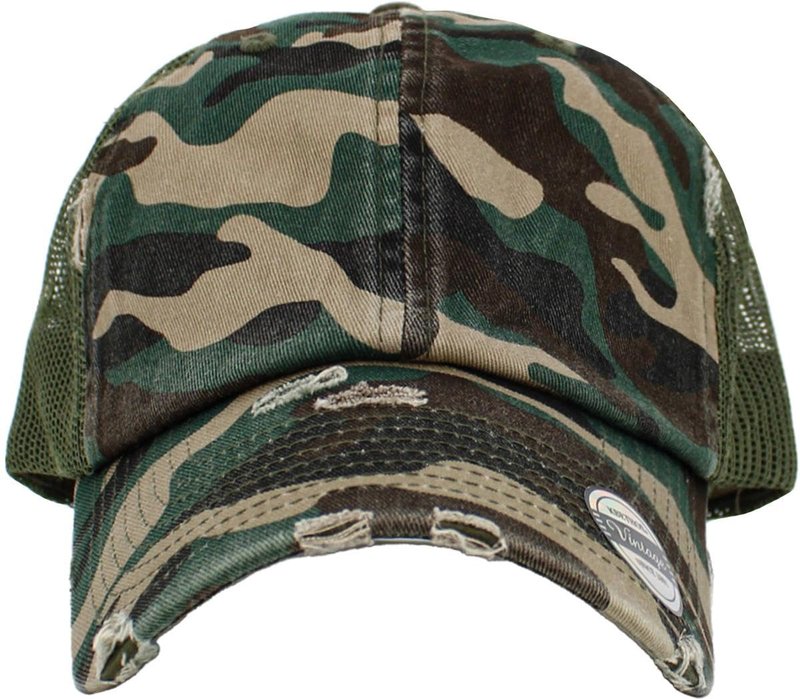 KBETHOS KBE-VM CAM Vintage Washed Cotton Baseball Cap, Camo
