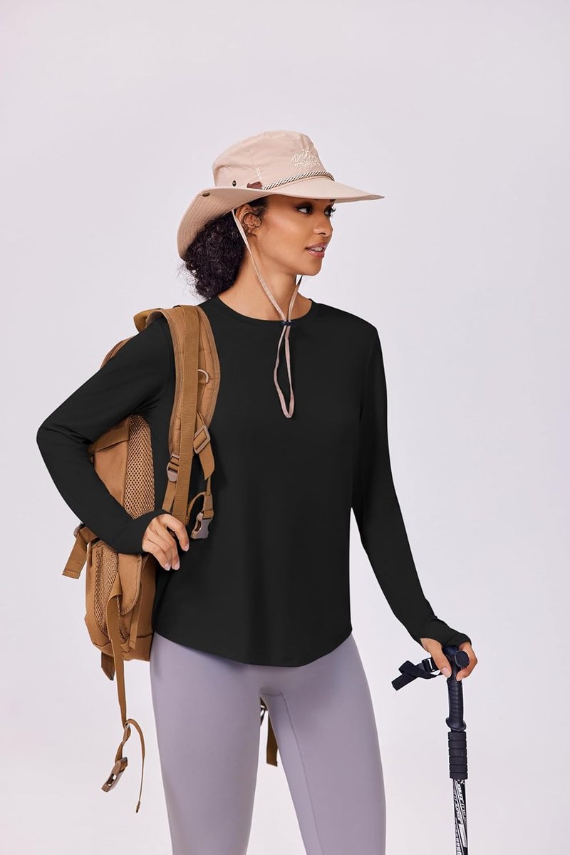Soft Workout Tops for Women - UPF 50+ Sun Protection Quick Dry Running & Hiking Shirt with Thumb Holes