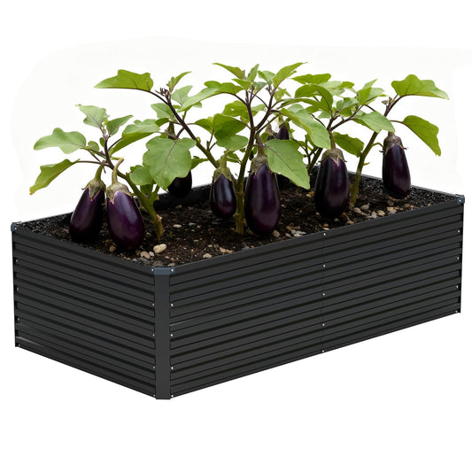 Vengarus 6x3x2FT Galvanized Raised Garden Bed Kit, Deep Root Planter Box Outdoor Large Planter Raised Beds for Planting Flowers,Vegetables and Herbs-Black