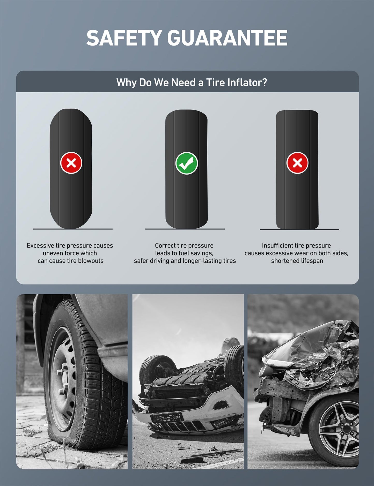 AstroAI Digital Tire Pressure Gauge with Inflator(3-250 PSI 0.1 for Display Resolution), Heavy Duty Air Chuck and Compressor Accessories with Rubber Hose and Quick Connect Coupler, Blue