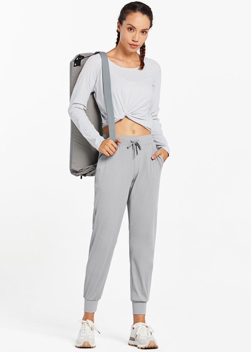 Libin Women's Joggers Pants Athletic Dance Sweatpants with Pockets Running Tapered Casual Pants for Workout,Lounge, Bright Grey XS