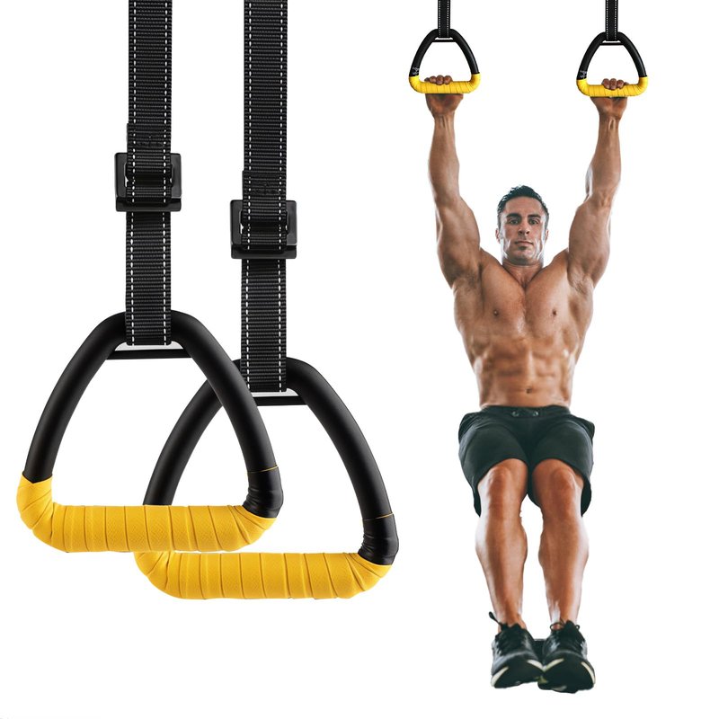 HaeNayc Gymnastic Rings, Gymnastic Rings Equipment, Pull-up Gymnastic Rings, Home Gymnastic Rings no-Punch bar Lanyard for Training Workouts (Yellow)