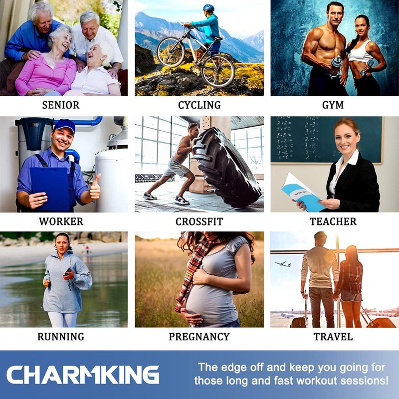 CHARMKING Compression Socks for Women & Men (8 Pairs) 15-20 mmHg Graduated Copper Support Calf Socks are Best for Pregnant, Nurses - Boost Performance, Circulation, Knee High Wide Calf(S/M, Multi 58)