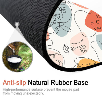 Ergonomic Mouse Pad and Keyboard Wrist Rest, Mouse Pad Wrist Support with Non Slip Rubber Base Mousepad Set + Coaster for Computer, Laptop, Easy Typing & Pain Relief, White Art Face