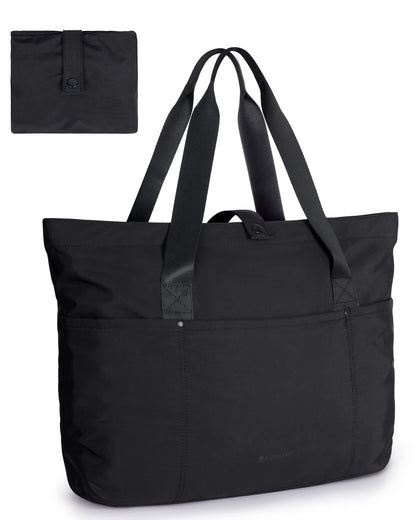 bagsmart Tote Bag for Women, Foldable Tote Bag, Handbags & Shoulder Bags with Zipper for Travel, Beach, Gym, Work, School