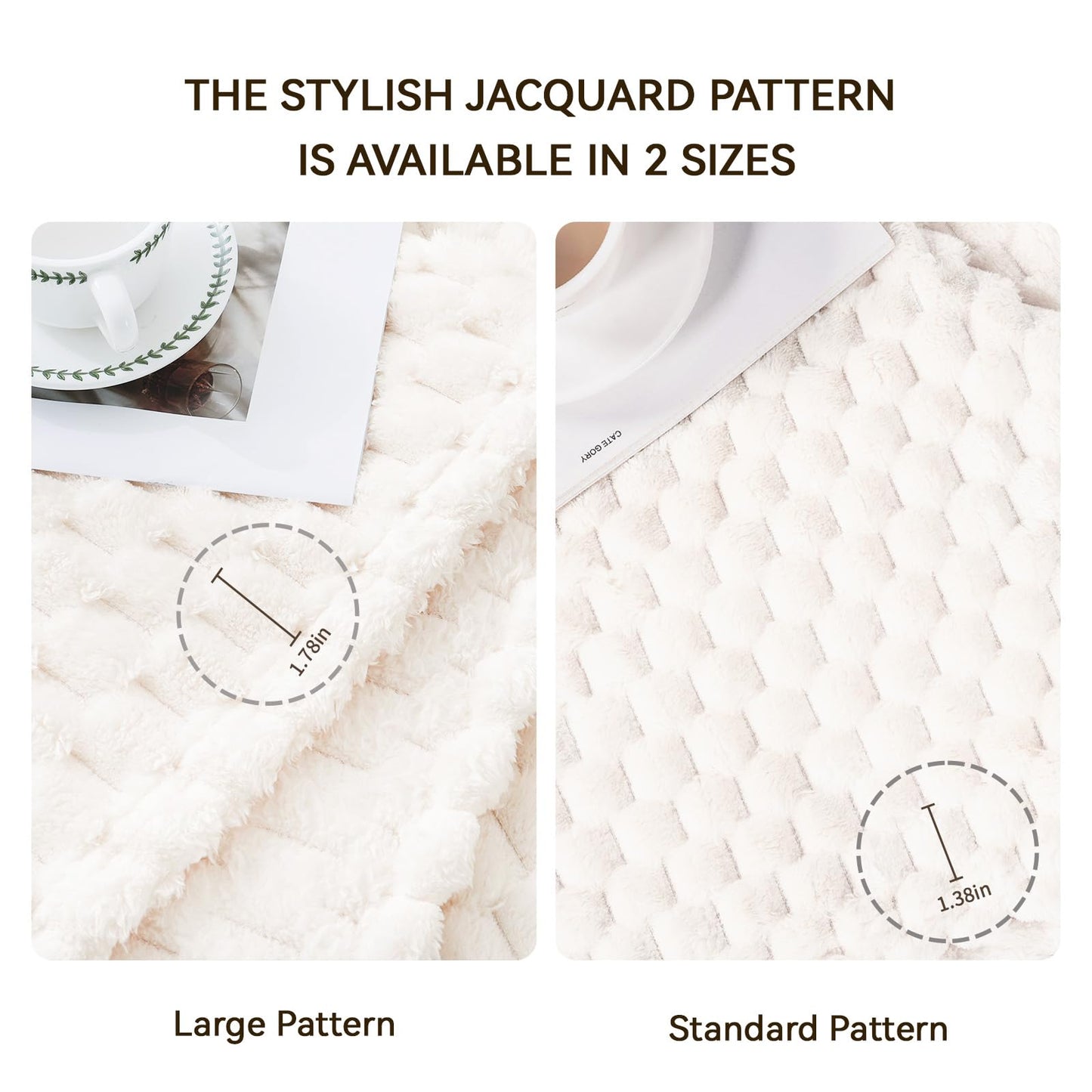 Bnuitland Ivory Super Soft Flannel Throw Blanket, 3D Clouds Stylish Jacquard Lightweight Blanket for Bed,Sofa,Couch,Home Decor, 300 GSM Fleece Cozy Warm, Suitable for All Seasons, 50X70 inches