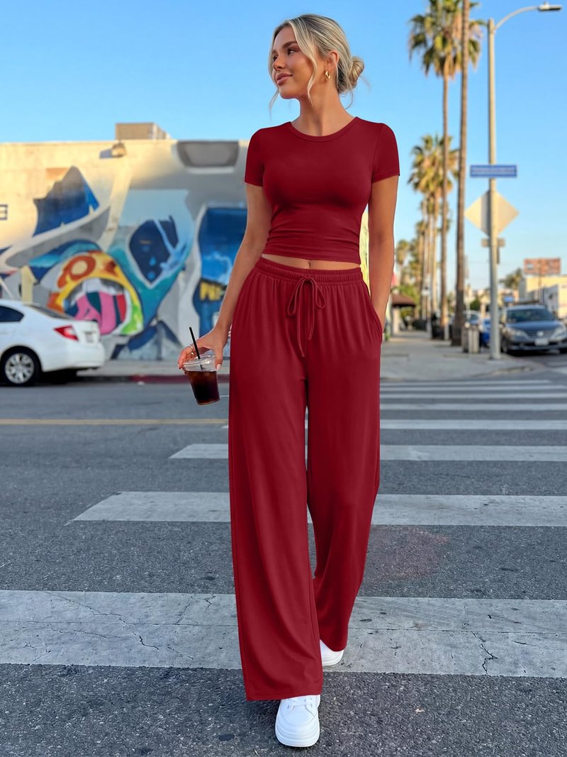 Trendy Queen Womens Petite 2 Two Piece Set 2026 Summer Workout Beach Vacation Cruise Gym Clothes Spring Fashion Lounge Matching School Comfy Airport Travel Outfit Athleisure Clothing