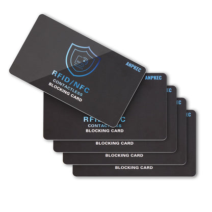 ANPKEC RFID Blocking Card (5 Pack), Slim RFID & NFC Blocker for Men & Women - 1 Card Protects Entire Wallet/Purse, Contactless Debit/Credit Card & Passport Protector