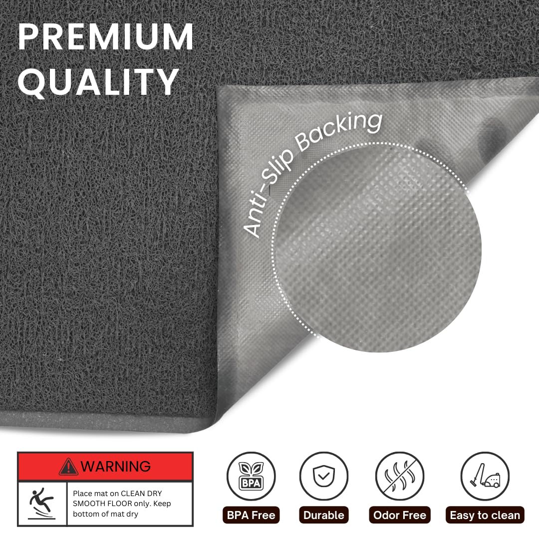 Andalus Small Cat Litter Mat, Pack of 1 - Waterproof, Non-Slip & Easy to Clean Cat Litter Box Mat for Extra Efficient Pet Litter-Trapping, Grey (15.75” X 11.75”)