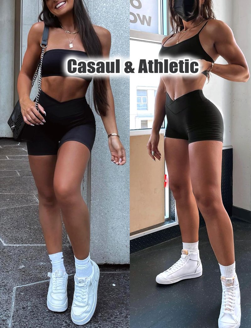OZICERD Scrunch Butt Gym Shorts High Waisted Workout Biker Shorts Running Athletic Booty Shorts for Women Black L