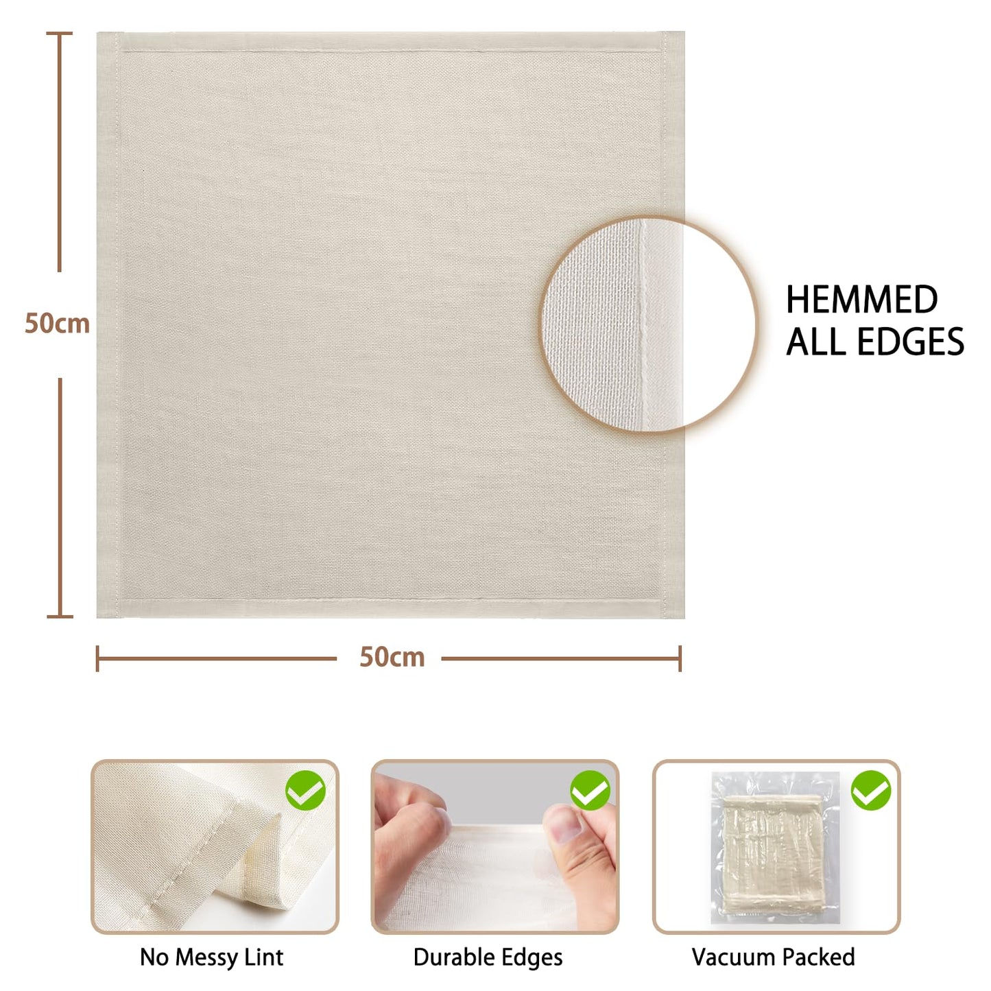 Colperun Cheese Cloths for Straining, 6Pack, Grade 100, 50x50cm Hemmed Muslin Cloths for Cooking Reusable Cheesecloth, Unbleached Cotton Cheese Cloth Muslin Fabric Strainer for Jam, Butter, Bread
