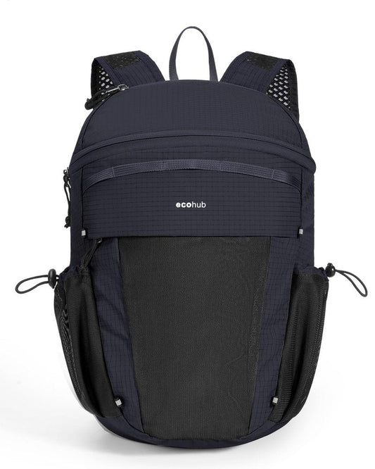 ECOHUB 15L Lightweight Casual Daypack, Packable Backpack for Daily Use, Hiking & Travel, Foldable Small Backpack with Stretch Mesh Pockets, Water-Resistant Nylon, Reflective Design