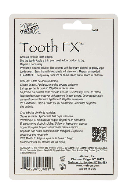 Mehron Makeup Tooth FX with Brush for Special Effects, Halloween, Movies (.25 oz) (White)