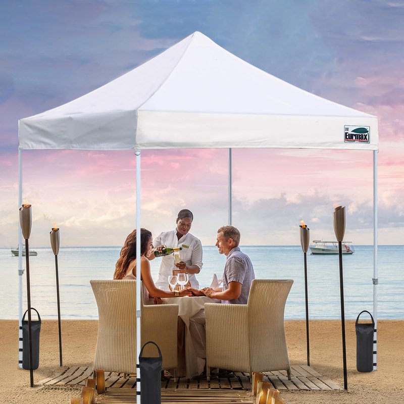 Eurmax USA 125LBS 4-Pack Universal Canopy Weights, Secure Wind Protection to Prevent Tipping, Easy Wrap-Around Installation Heavy Duty Sandbags (Without Sand), Fits All Instant Shelter Legs,Black