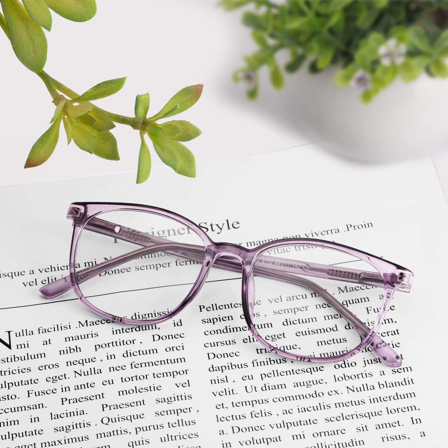 FONHCOO Blue Light Blocking Glasses Fashion Round TR90 Frame Transparent Eyewear Anti UV Blu-Ray Computer Glasses for Women Men (Purple)