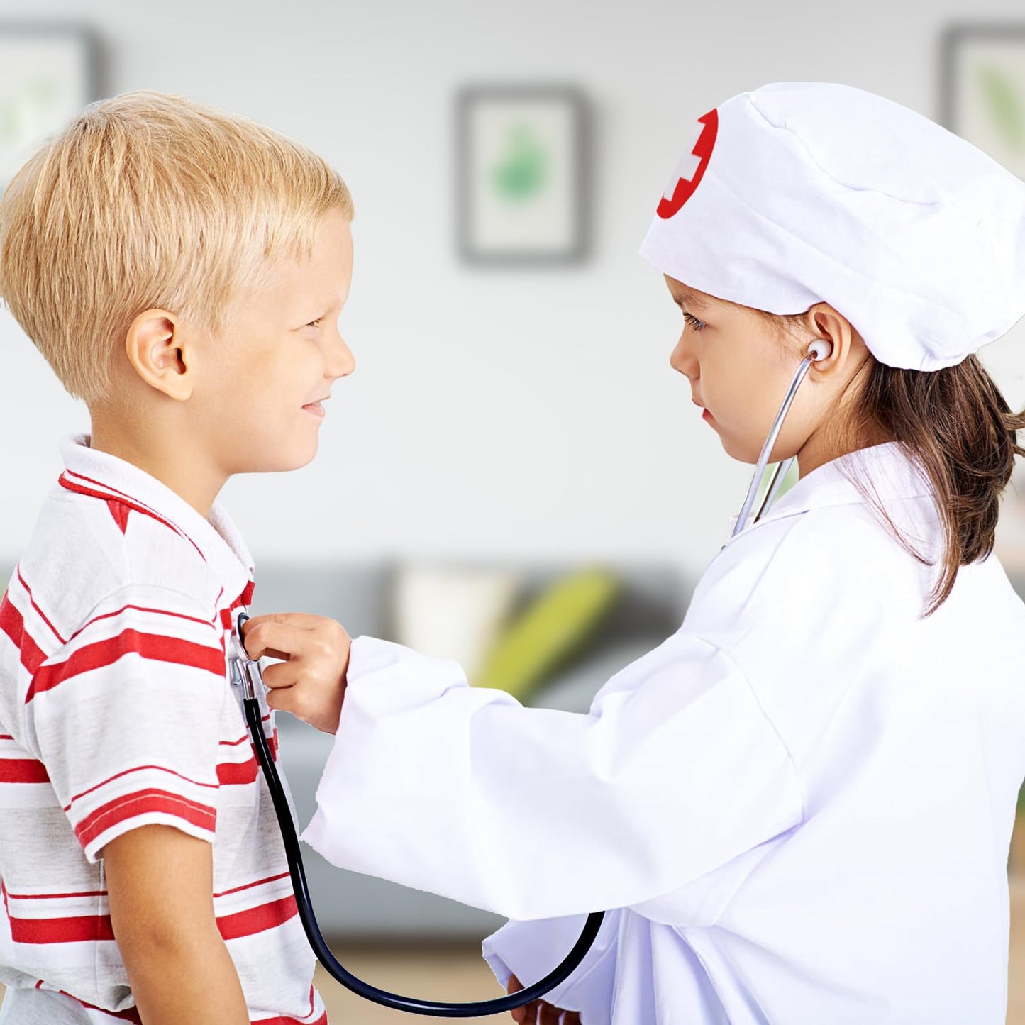 EFO SHM Doctors Set for Kids, Wooden 34-piece Kids Doctors Kit, with Real Stethoscope Portable Doctors Bag and Wooden Syringe, Role Play Toys for 3 4 5 6 Year Old Girls and Boys