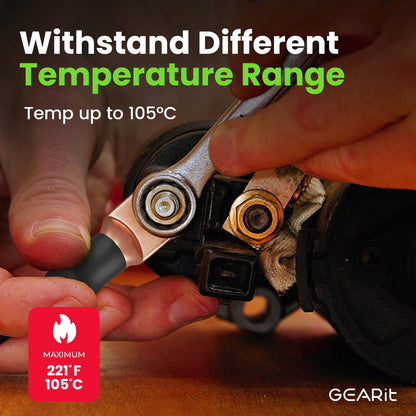 GearIT 4 Gauge Battery Cable - 15 Lugs, 20 Heat Shrink Wrap, CCA Wire, Amp Kit, 25 Feet Each (Black/Red)