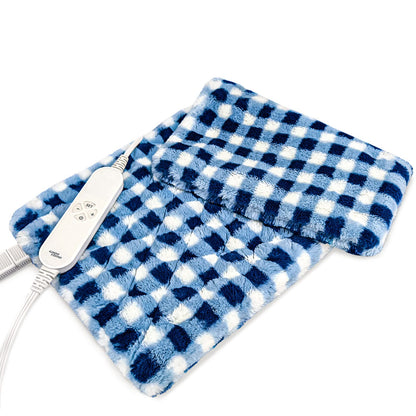 GOQOTOMO Full Weighted Electric Heating Pad for Back/Waist/Abdomen/Shoulder/Neck Pain and Cramps Relief - 2.3 lb Weighted with Auto-Shut Hot Heated Pad(12 * 24", LB002) Blue&White Grid