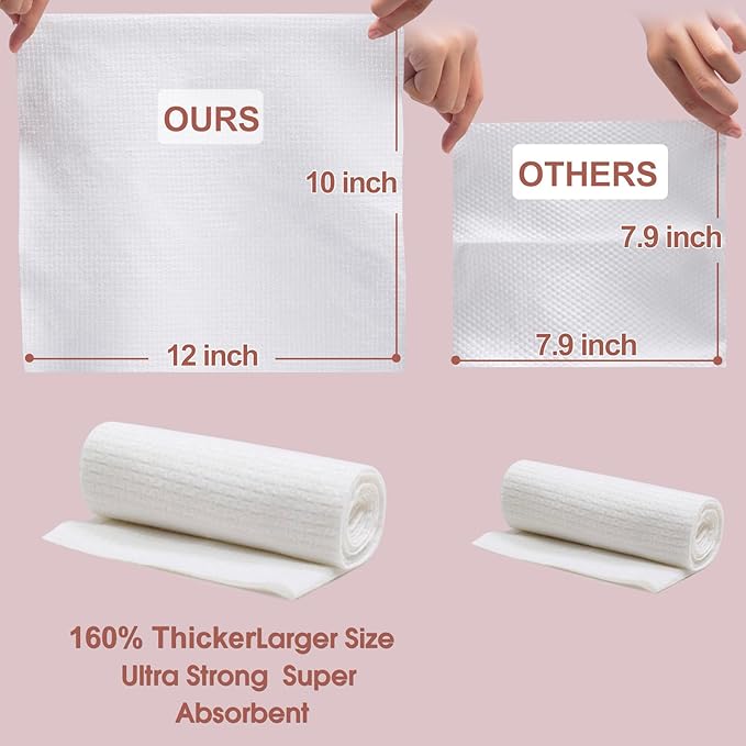 Disposable Face Towel Cloth Thicker Large Size 10"X12"Face Towelettes Disposable