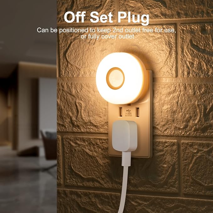 YELKO Night Lights Plug Into Wall,200 Lumen Super Bright Plug in Motion Sensor Light Indoor,Smart Plugin Motion Activated nightlights for Bathroom, Hallway(Cool White 2Pack)