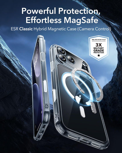 ESR for iPhone 17 Pro Max Case, Camera Control, Compatible with MagSafe, Shockproof Military-Grade Protection, Magnetic Phone Case for iPhone 17 Pro Max, Classic Hybrid Case (HaloLock), Clear