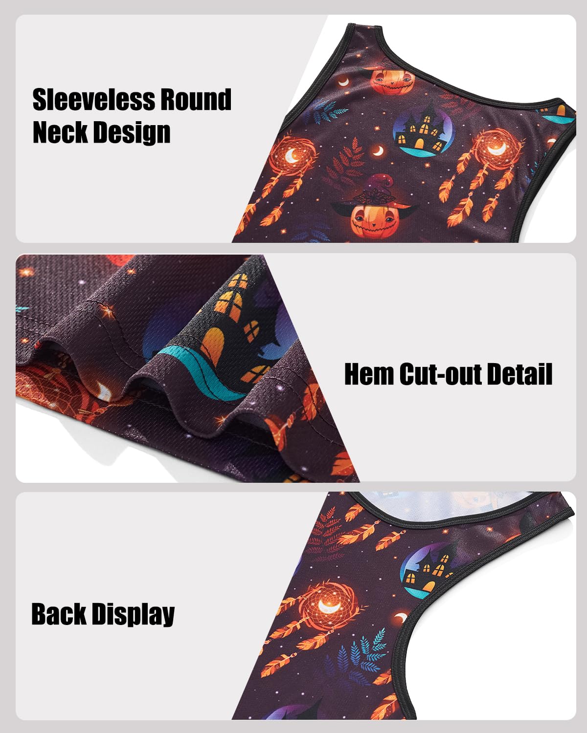 AIMPACT Mens Mesh Halloween Print Tank Tops Sleeveless Quick Dry Muscle Tank Tops Mens Shirts for Workout Gym Jogging (Pumpkin L)