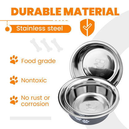 2 Pack Dog Bowls (1560ML), Stainless Steel Dog Bowls with Nonslip Silicone Bottom, Pet Feeding Bowls for Cat, Pups-Food and Water Bowls for Small Medium Large Dogs