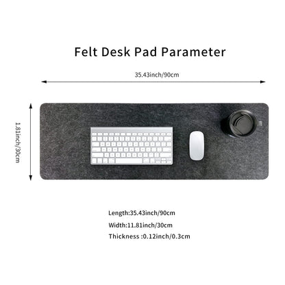Felt Desk Mat | Computer Mat for Desk(36x12Inches) | Large Felt Mouse Pad and Keyboard Mat | Desk Protector for Office | Dark Gray