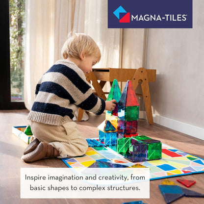 MAGNA-TILES Classic 100-Piece Magnetic Construction Set, The ORIGINAL Magnetic Building Brand, Rainbow
