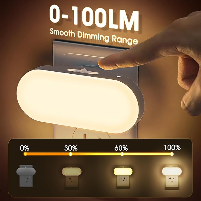Briignite Led Night Light, Night Lights Plug into Wall, Plug in Nightlight with Dusk to Dawn Sensor Soft White 2Pack, Dimmable Night Light for Kids 1W for Bedroom, Bathroom Stair