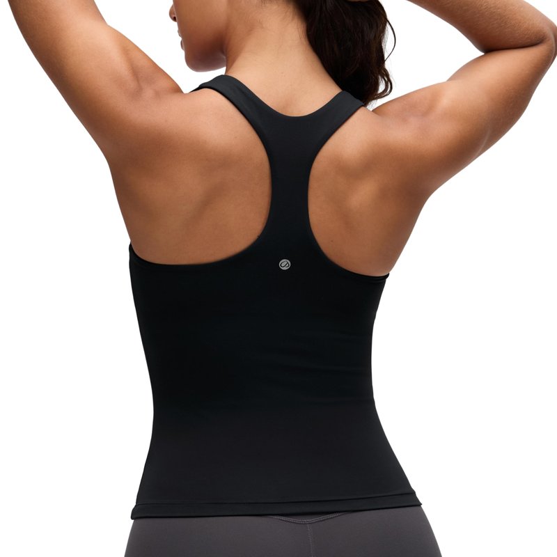CRZ YOGA Butterluxe Workout Tank Tops for Women Built in Bras Padded - Racerback Athletic Spandex Yoga Camisole Black X-Large