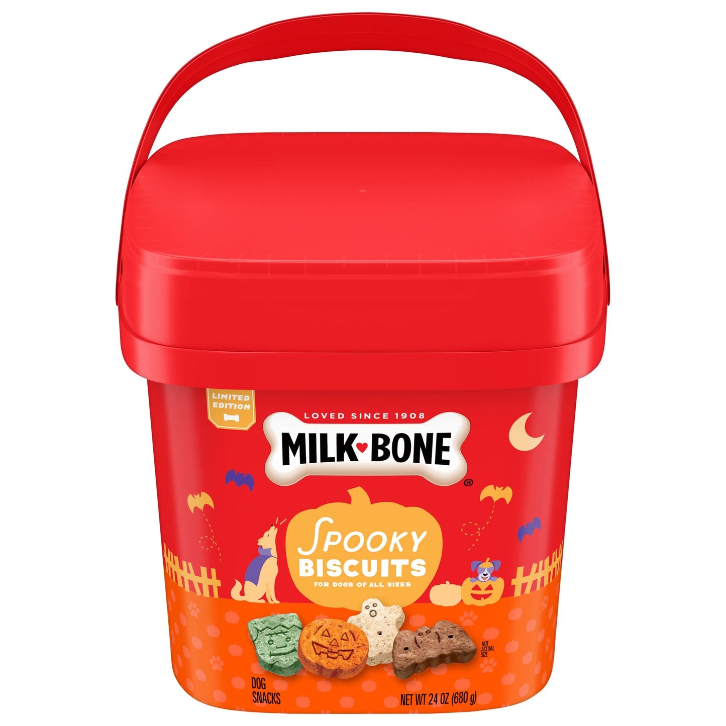 Milk-Bone Limited Edition Halloween Spooky Biscuit Dog Treats, 24 Ounce Pail