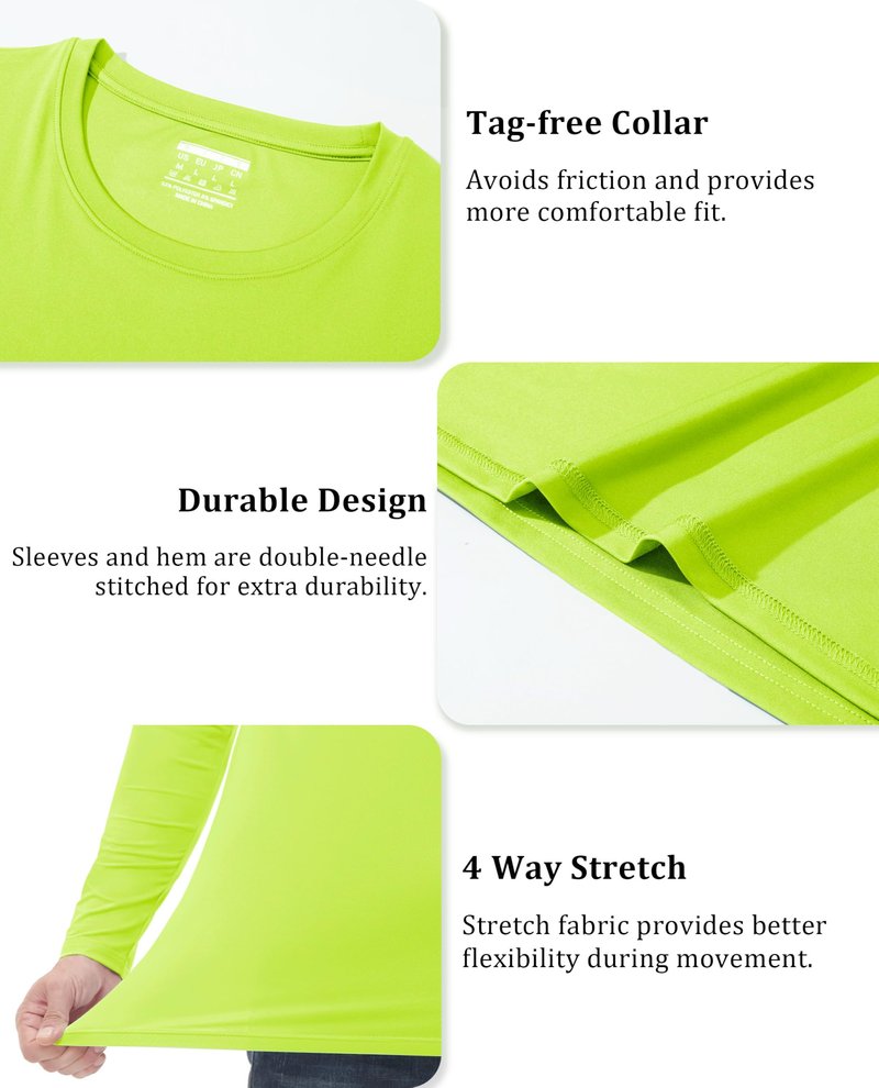 EKLENTSON Mens SPF Shirts Sun Protection Quick Dry Active Shirts Rash Guard for Swimming Outdoor Workout Light Grey XXL