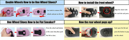 Nsasy Roller Shoes Girls Boys Wheels Sneakers Led Light up Sport Shoes Roller Skates Best Gift