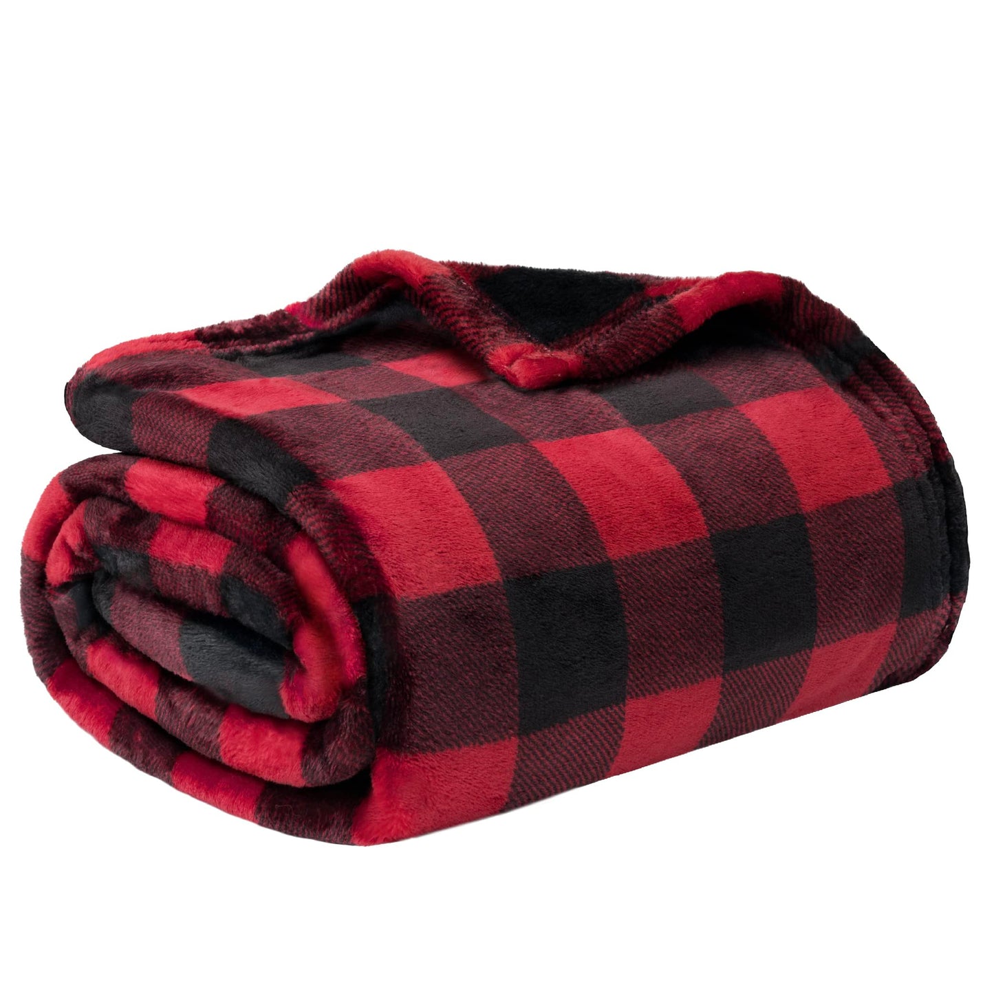 PAVILIA Black and Red Buffalo Plaid Fleece Throw Blanket for Couch, Soft Checkered Flannel Blanket for Sofa, Plaid Christmas Couch Throw Bed, Warm Cozy Decorative Blanket Fall Decor Gift, 50x60