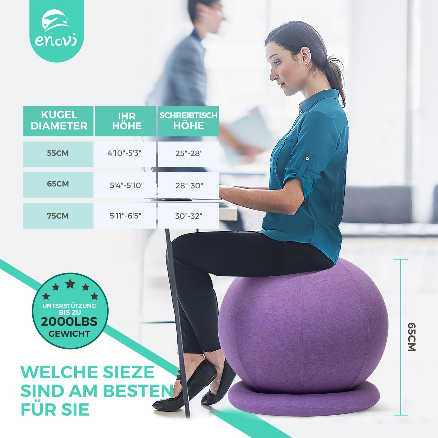 ENOVI ProBalance Deepspace Grey Yoga Ball Chair, 65cm, FG