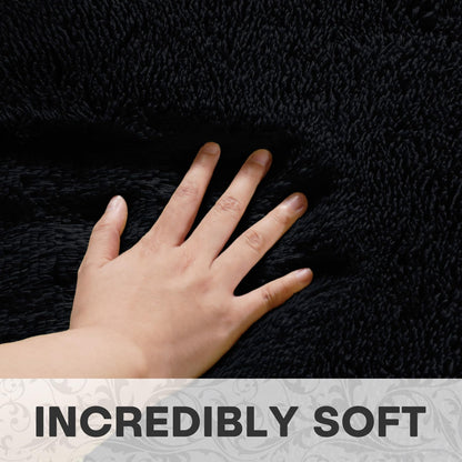 XSIVOD Black Rugs for Living Room, Ultra Soft Bedroom Rug, Plush Floor Carpet, Luxury Fluffy Shag Lounge Carpet for Nursery, Kids Baby Room, 80x160cm