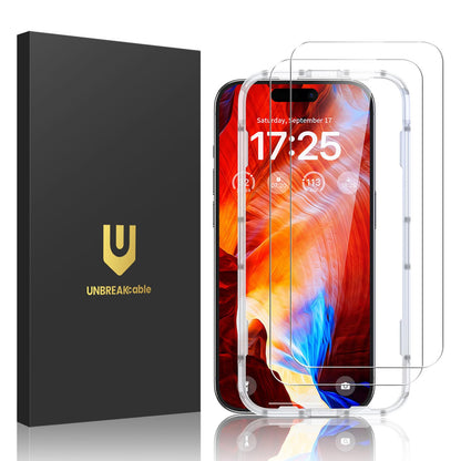 UNBREAKcable 2-Pack Screen Protector for iPhone 16e/13/13 Pro/14, Double Shatterproof Tempered Glass [Easy Installation] [9H Hardness] [99.99% HD] [Case Friendly] for Apple 13 Pro/13/14/16e 6.1 inch