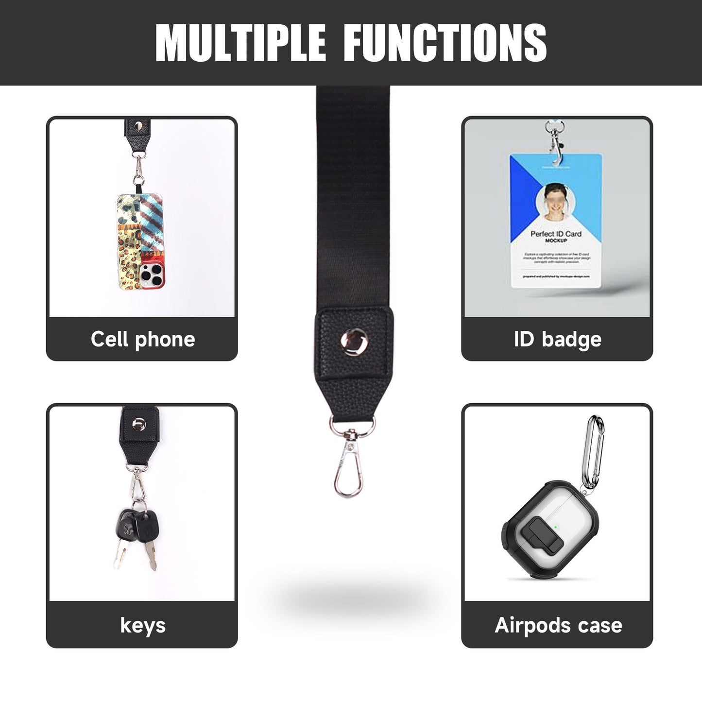 2 Pack Clip and Go Strap for Phone with Wallet Crossbody - Phone Strap Crossbody with Zippered Pouch, Multifuctional Adjustable Cell Phone Lanyard for Going out