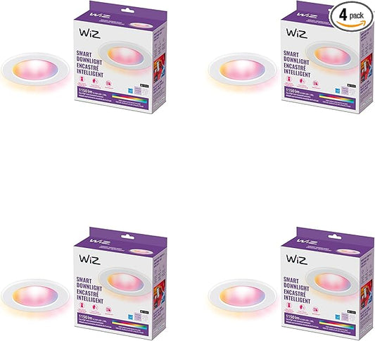 WiZ Connected Color 6-Inch Smart Downlight - Pack of 4-2700K-6500K - 1150 Lumen - Indoor - Wi-Fi - Control with Voice/App + Motion - Matter Compatible