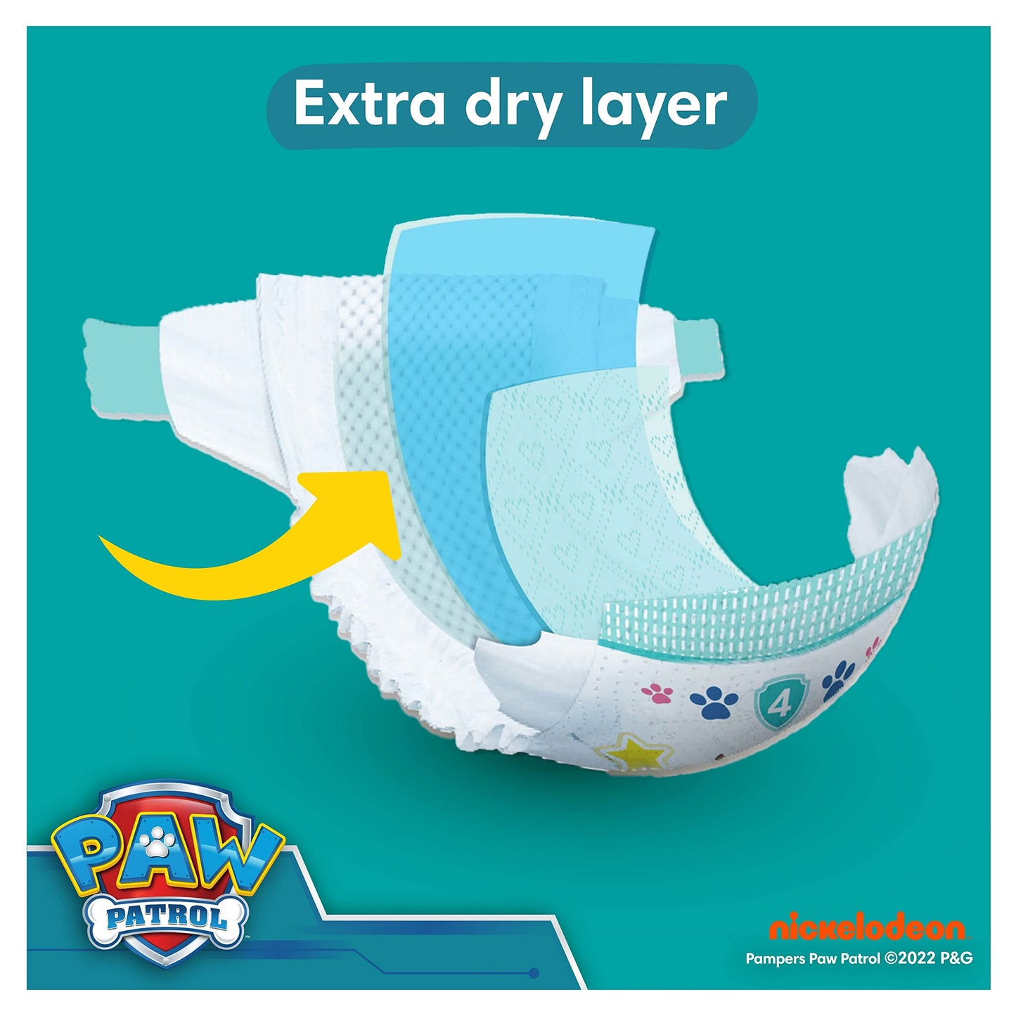 Pampers Baby-Dry Paw Patrol Edition Size 5, 186 Nappies, 11kg - 16kg, Monthly Pack, with A Stop & Protect Pocket to Help Prevent Leaks at The Back
