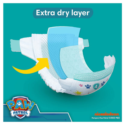 Pampers Baby-Dry Paw Patrol Edition Size 5, 186 Nappies, 11kg - 16kg, Monthly Pack, with A Stop & Protect Pocket to Help Prevent Leaks at The Back