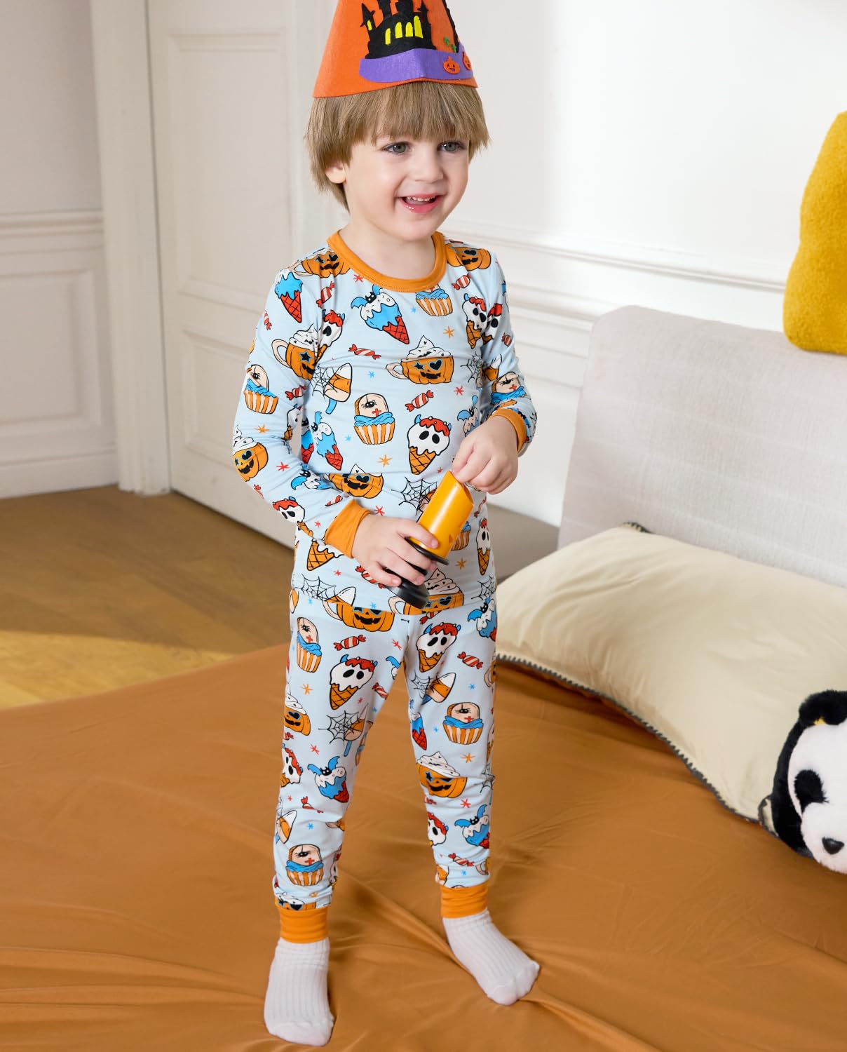 Bamboo Viscose Toddler Halloween Pajamas Boys Girls Kids Baby 2pcs Long-Sleeve Pyjamas Set 5-6Y Snug fit Sleepwear Pjs