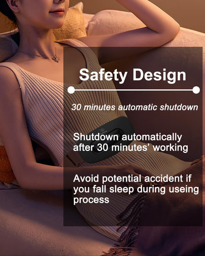 Electric Heating Pad, Portable Cordless Menstrual Heating Pad with 4 Heat Levels and 4 Massage Modes, Fast Large Heating Belly Wrap Belt for Cramps, Back Pain Relief Gifts for Women Girls Her(Black)