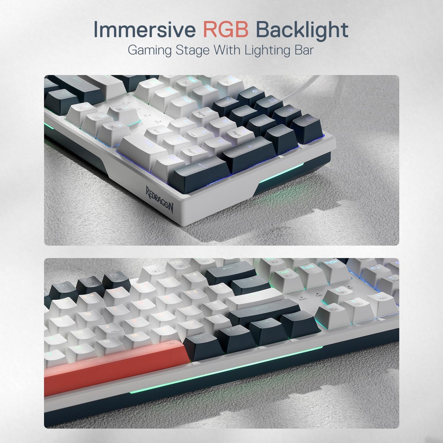 Redragon K668 RGB Gaming Keyboard, 108 Keys Wired Mechanical Keyboard w/Extra 4 Hotkeys, Sound Absorbing Foams, Upgraded Hot-swappable Socket, Mixed Color Keycaps x 2 Sets, Red Switch